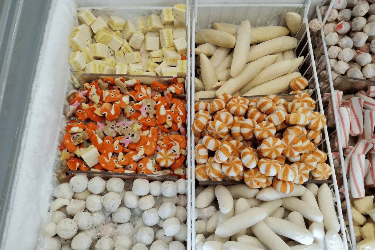 Farklı buzluk tarifleri için hazırlanmış dondurulmuş yiyecekler